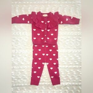 Heart Patterned Pink Matching Set